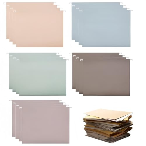 A4 Suspension Files Hanging 20pcs, 5 Color File Cabinets with Labels