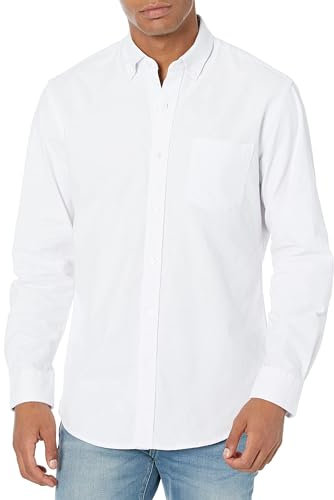 Amazon Essentials Chemise Oxford à Une Poche et Manches Longues Coupe Régulière Homme, Blanc, XXL