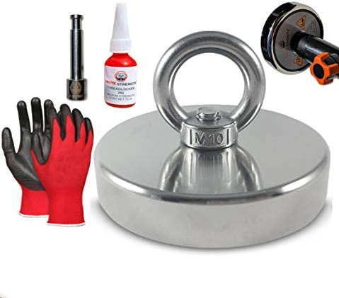 Brute Strength - 400KG Neodym Magnetfischmagnet - 90mm - Silber - Rund - Magnet