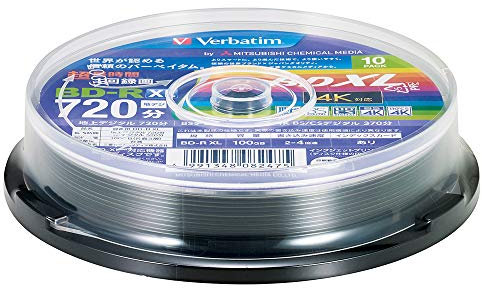 Verbatim VBR520YP10SV2 Verbatim Single Recording Blu-ray Disc BD-R XL 100GB 10 Blatt Weiß Drucker Blau, 3 Schichten auf Einer Seite, 2-4x Geschwindigkeit