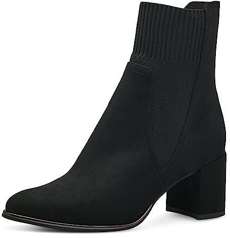 MARCO TOZZI Damen Stiefeletten mit Absatz Spitz Elegant, Schwarz (Black), 36 EU