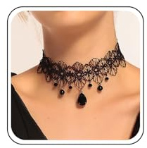 TseenYi Collar De Gargantilla De Encaje Negro Vintage Con Perlas y Borla - Joyería Para Mujeres y Niñas - Accesorio Para Cóctel y Fiesta