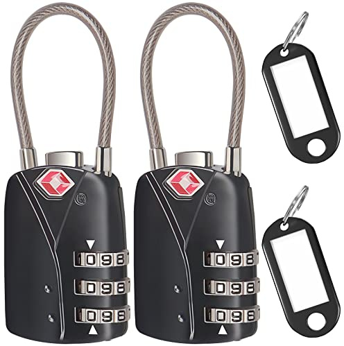 2PC TSA Approved Luggage Locks Combination Padlocks, 3Digit Security Padlock Lock for Travel Bag Case Luggage Suitcases Gym Locker Travel Accessories