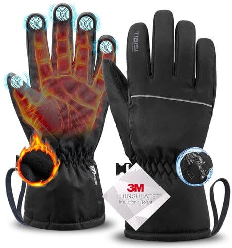 TIBISI Winterhandschuhe Fahrradhandschuhe -5℃ Warme Thermo Wasserdichte Ski-Handschuhe Touchscreen Rutschfest Winddichte Laufen Motorradfahren Wandern Skifahren 3M Thinsulate für Herren Damen