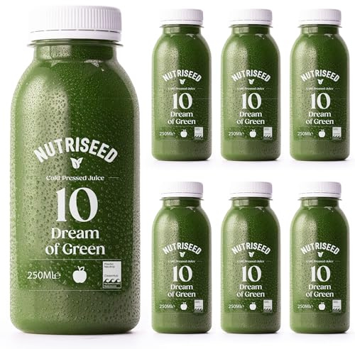 Nutriseed Dream of Green Juice (6 x 250ml) - Cold Pressed Juice, Flash Frozen, 100% Natural Ingredients containing Apple, Cucumber, Spinach, Ginger & More, No Added Sugar, Gluten-Free & Dairy-Free