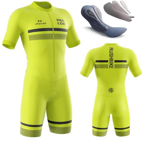 Combinaison de Triathlon pour Homme＋Professionnel de Compétition Rembourré,Manches Courtes Sports de Plein Air Vêtements de Triathlon,pour Course À Pied,Natation,Cyclisme Body