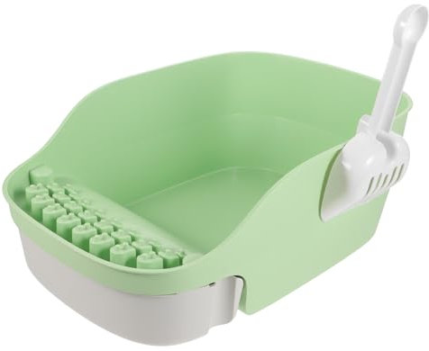 COLLBATH Katzentoilette Mit Großem Fassungsvermögen Offener Leicht Zu Reinigen Spritztoilette Für Kätzchen Und Katzen Grün Größe