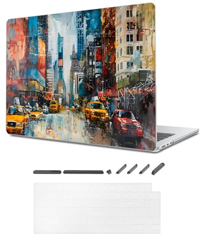 TeDaWen Funda para MacBook Compatible con MacBook Air de 15.3 Pulgadas 2025-2023 (Modelo: MacBook Air 15 A3241 M4 A3114 M3 A2941 M2 Chip), Funda rígida con Cubierta de Teclado-Ciudad