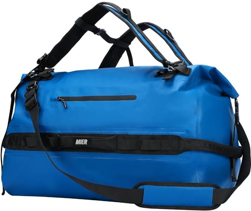 MIER Large Waterproof Duffel Bag Rolltop Dry Backpack Duffle Bags for Kayaking, Rafting, Boating, Swimming, Camping, Travel, Gym, Beach, 60L, Blue