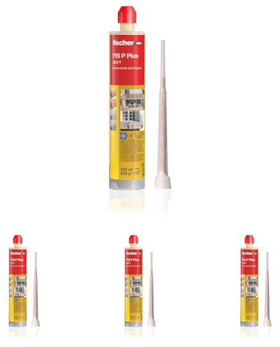 Fischer Tassello Chimico FIS P PLUS 300 T, Resina Poliestere per Fissaggio Tende da Sole, Antenna tv, Scale in Cemento, Mattone Forato, 300ml (Confezione da 4)