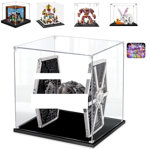 AAABOX 20x20x20cm 3mm Acrylique Vitrine Exposition pour Lego Creative Workbench 21265 Imperial TIE Fighter 75300 Agrabah's Palace 40613 76247 31133, Transparent Boîte de Présentation