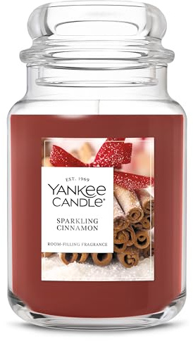 Yankee Candle Sparkling Cinnamon, Christmas Scented Candle, 22oz Large Jar with up to 150 Hour Burn Time, Giftable
