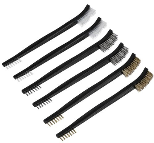 6 Pcs Small Wire Brush,Small Hard Wire Brushes For Cleaning,Brass Brushes For Jewelry,Metal Double-Ended Brush Cleaner Kits,Thin Clean for Tight Spaces Scratch Set for Welding Slag and Rust