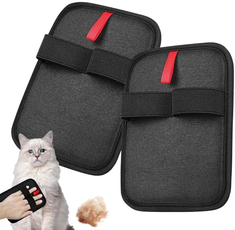 Bsbkoj Guante de baño para perros para el cuidado del pelaje | 2 guantes reutilizables para gatos y perros – Juego de cuidado de mascotas con cerdas extra para cara, cola y cuidado diario de