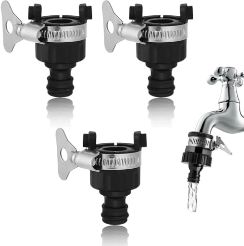 Universell kranadapter 16 mm, köksslangkontakt med metallhandtag, universell krankontakt, vatteninloppskoppling, för trädgård, kök, badrum, justerbar