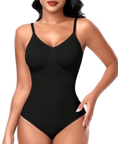 Werena Women Shapewear Bodysuit Tummy Control Body Shaper | Seamless Invisible Shaping Body Suit, Butt Lifting Waist Sculpting, Adjustable V-Neck Tank, Easy Crotch Closure