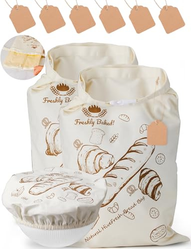 Beeswax Bread Bags 2 Pack Reusable Sourdough for Homemade, Large Washable Cotton Linen Food Storage with Removable Wax Liner, Plastic Free Eco Friendly Biodegradable Camping Ready Bento 17x13 Inch