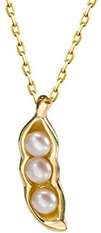 LYGBAOFUL Creativo S925 Ciondolo in Argento Stile letterario retrò personalità a Forma di pisello Collana con Temperamento femminilePisello