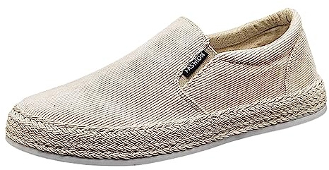 Générique Chaussures en Toile Homme été Respirantes Minces décontractées sans Lacets Lin Souples légères antidérapantes Confortables (Beige, 40)