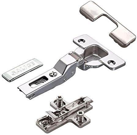 SOTECH 2 x Cerniera Salice pot 110° serie 200 schema di foratura T52 arresto centrale inclusa piastra di montaggio a croce altezza 3 mm con viti Euro preinstallate