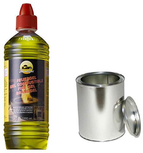 Moritz Kit de démarrage 1 x 1000 ml Gel combustible + 2 x Boîte de 250 ml avec couvercle pour brûleur de cheminée au four