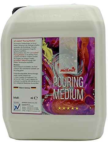 malmit Pouring Medium, Silikon Öl, Acryl Fluid für Fließtechniken von Acrylfarben (5 Liter Pouring)