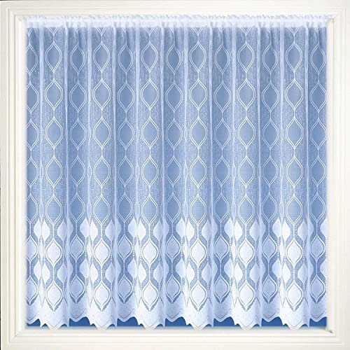 Maple Textiles Marseille White Net Curtains, Lace Curtain, Cut To Width (137cm 54'' Drop)