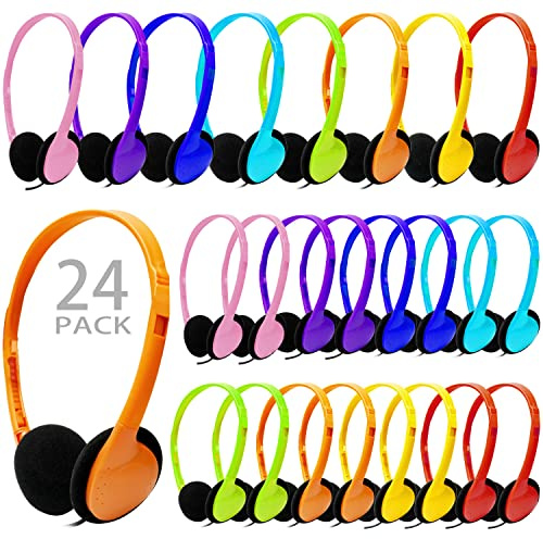 CN-Outlet Kids Headphones Bulk 24 Pack Multi Color for School Classroom Students Children Toddler Boys Girls Teen and Adult (24 Pack)