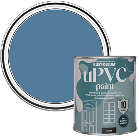 Rust-Oleum Blue uPVC Door and Window Paint In Gloss Finish - Blue Silk 750ml