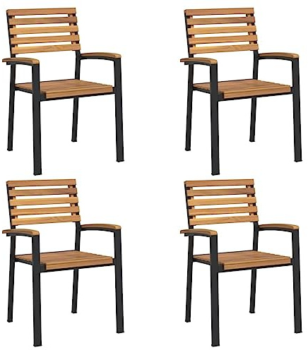 vidaXL Stapelbara trädgårdsstolar 4 st massivt akaciaträ och metall
