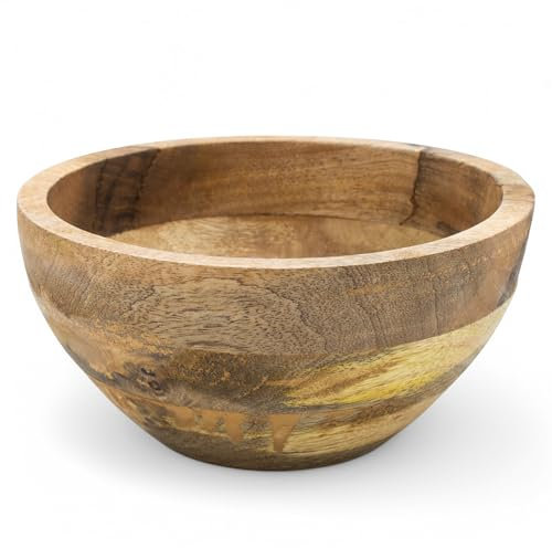 Spetebo Mango Deko Schale natur - 20 cm - Holz Obst Teller rund - Dekotablett Serviertablett Kerzentablett Dekoschale Servierschale Kerzenschale