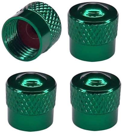 cyclingcolors 4X Bouchon de Valve Capuchon Aluminium Schrader Pneu pour vélo Cycle Moto Auto Voiture Quad Trottinette, Vert
