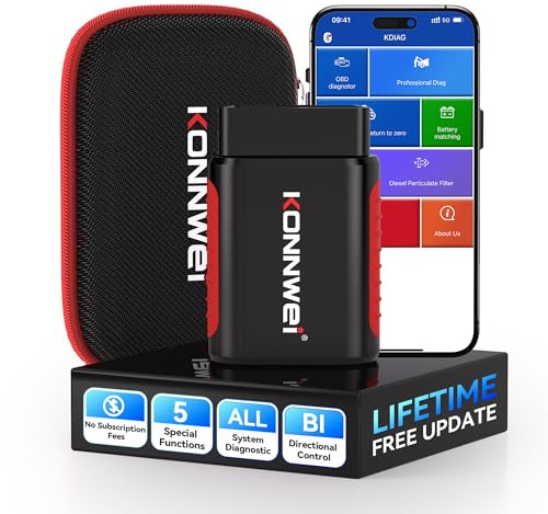 K DIAG Diagnostiskt instrument för fordon Bluetooth 5.2 OBD2 skanner diagnostiskt verktyg för iOS och Android, oljeåterställning, prestandatest, spänningstest