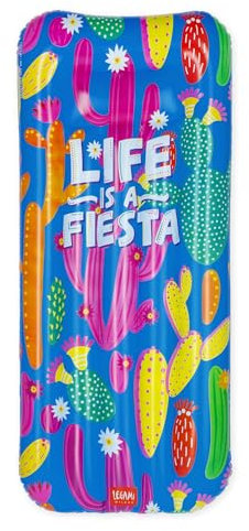 Legami - Materassino Mare Gonfiabile, Materassino Gonfiabile Singolo Blu, Life is a Fiesta, 2 Camere ad Aria, Include Toppa Autoadesiva per Piccoli Fori, Supporta Fino a 90 Kg, 80 x 175 cm, Cactus