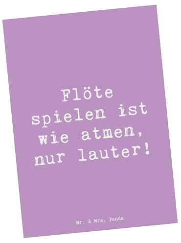 Mr. & Mrs. Panda Grußkarte Spruch Flöte Atem - Geschenk, bildkarte, Musikinstrument, Jazz, Postkarten, Atmen, Flötist, Fotokarte, Lernen, Musik, Melodie, Musiker, Postkarte, Kunstkarten