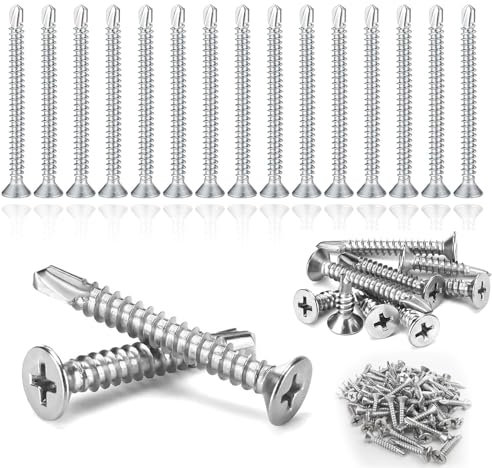 120 Stück Bohrschrauben Selbstbohrende, M4,2x50 mm Selbstschneidende Schrauben Senkkopf, 410 Edelstah Edelstah Bohrschrauben Kreuzkopf Schrauben Selbstschneidend, Hochfeste schnelle Blechschrauben