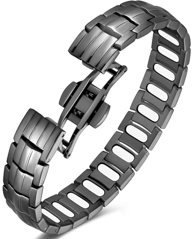 Jeracol Magnetic Bracelets Men,Stainless Steel 5X Super Effective Magnets bracelet (5,000 Gauss Each) — Upgrade Butterfly Clasp & Jewelry Gift Box
