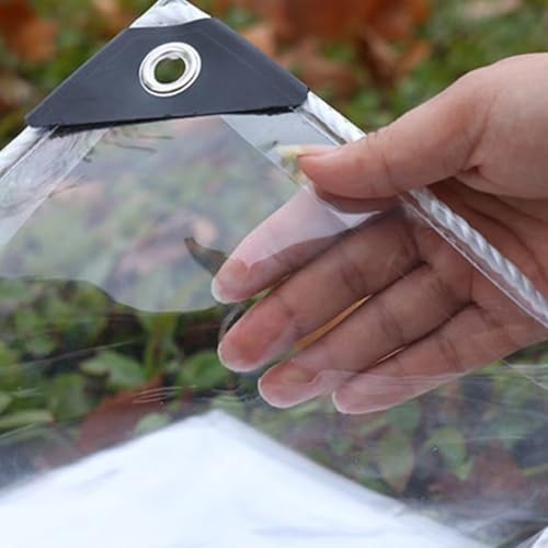 Bâche transparente robuste 1,3 x 2 m - 500 g/m² - Imperméable - Avec œillets pour panneaux latéraux de tonnelle - Résistante aux déchirures - Avec élastiques