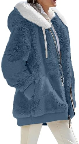 Sweat Sport Femme Laine Interieur Chaud Bouillie Chaude sans Manteau Hiver Grande Taille Sport Vêtement Sweat Blouson Matelassée Veste Longue Femme Hiver Chaud Polaire Bleu 3XL