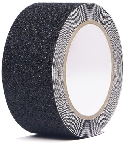 TXWLLIU Strisce Adesive Antiscivolo con Autoadesivo, Nastro Adesivo per Scale da 5 cm x 5 m, Nastro Adesivo Antiscivolo, Cuscinetto ad Alta Trazione per Pavimenti per Uso Interno ed Esterno, Nero