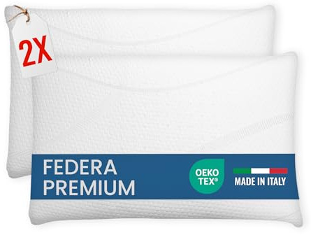 Michelangelo HomeRelax - COPPIA 2 Copriguanciale Federe Copricuscino PREMIUM 50x80, Made in Italy, OEKO-TEX, Per Cuscini Letto, Tessuto Anallergico, Traspirante, Coprifedera, Set di 2