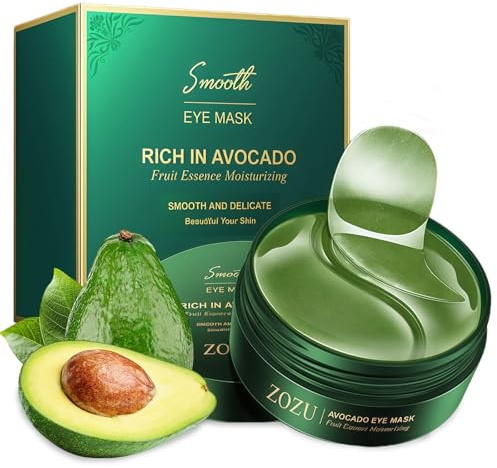 60 Pièces Masque Yeux Avocat, Masque pour Cache-œil à L'avocat Femme Coussinets Hydratants, Avocats Eye Patch Hydrogel, Hydratant et Rafraîchissant, Soin Nourrissant pour le Contour des Yeuxs