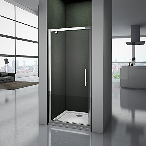 Porte de douche 90x185 cm porte pivotante installation en niche verre securit