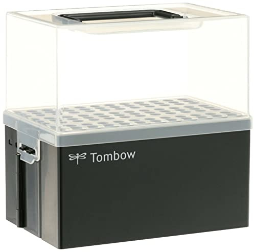 Tombow pen box empty for ABT Dual Brush Pens, desk organiser for 108 pens, hinged, with transport handle ideal for artists
