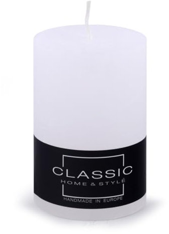 DONAU HOME Stumpenkerzen Rustik-Kerze/Weiß / 1 Stück / 10 x Ø 7 cm Unparfümiert/zur Dekoration im Wohnzimmer, Bad / 49 Stunden Brenndauer/Deko Kerzen Wachskerze/Nordic Ambiance