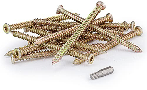 SEQUAL 120mm Concrete Screws 20 Pack, Countersunk Torx Masonry Screws for Concrete, Brick & Stone, Direct Concrete Fixing Screws, T30 Torx Driver Bit Included