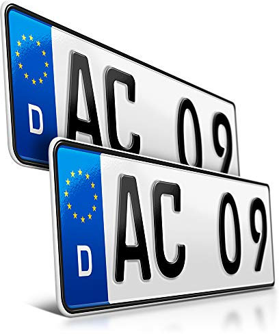 schildEVO 2 Kfz Kennzeichen | 360 x 110 mm | DIN-Zertifiziert – individuelles EU Wunschkennzeichen | PKW Nummernschild | kurzes Autokennzeichen | Auto-Schild | Fahrradträger & Anhänger | DHL-Versand