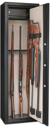 Infac Safe CLT10 Armoire forte pour Armes en Acier | 8 Armes avec lunette + 2 dans la porte | Coffre intérieur | Serrure à clé | Conforme norme européenne