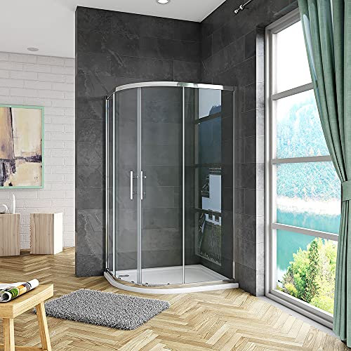 1200x900x1850mm Left Quadrant Shower Enclosure Cubicle 6mm Glass Sliding Door with Shower Tray Free Waste