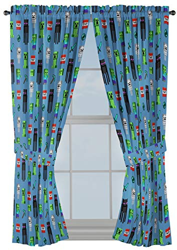 Minecraft Monster Hunters 160 cm (63 tum) draperier – vacker rumsinredning och enkel installation, sängkläder – gardiner inkluderar 2 bindningar, 4-delat set (officiell Minecraft-produkt)